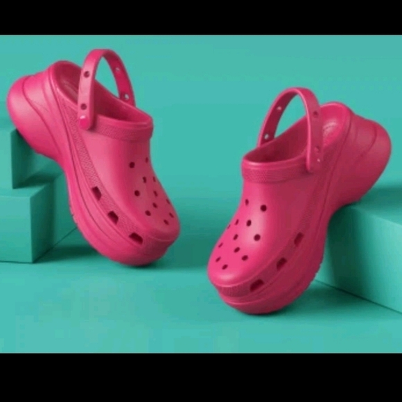 CROCS Shoes - Crocs Classic Womens Pink Crush Platform Comfortable Slip-On Causal Clog 7